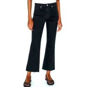 Zara Black Flared Cropped High Waist Trf Jeans